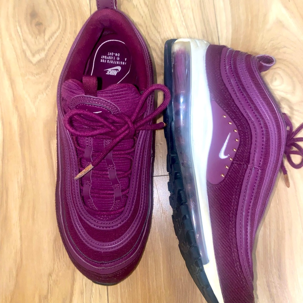 Nike Women's Maroon/Purple Air Max 97 Sneakers - Picture 2 of 7